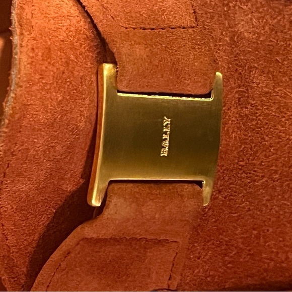 Bally Burnt Orange Suede Logo Tempest Loafers, size 6 - Picture 5 of 6